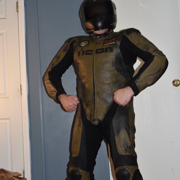 Icon Hypersport Battlescar leather motorcycle 🏍 suit size US 46/ EURO56 - Picture 3 of 16